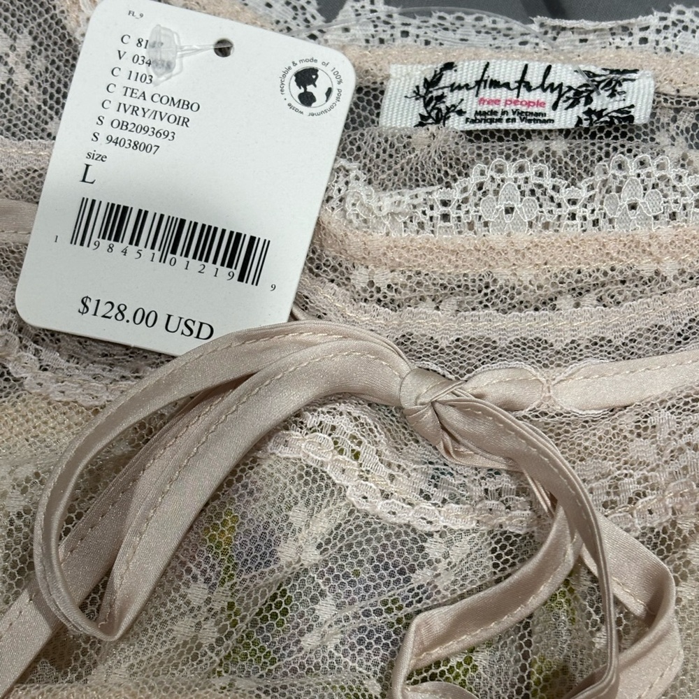 NWT FREE PEOPLE Making Moves Midi Dress Large Tea Combo Floral Lace Boho - Picture 7 of 11